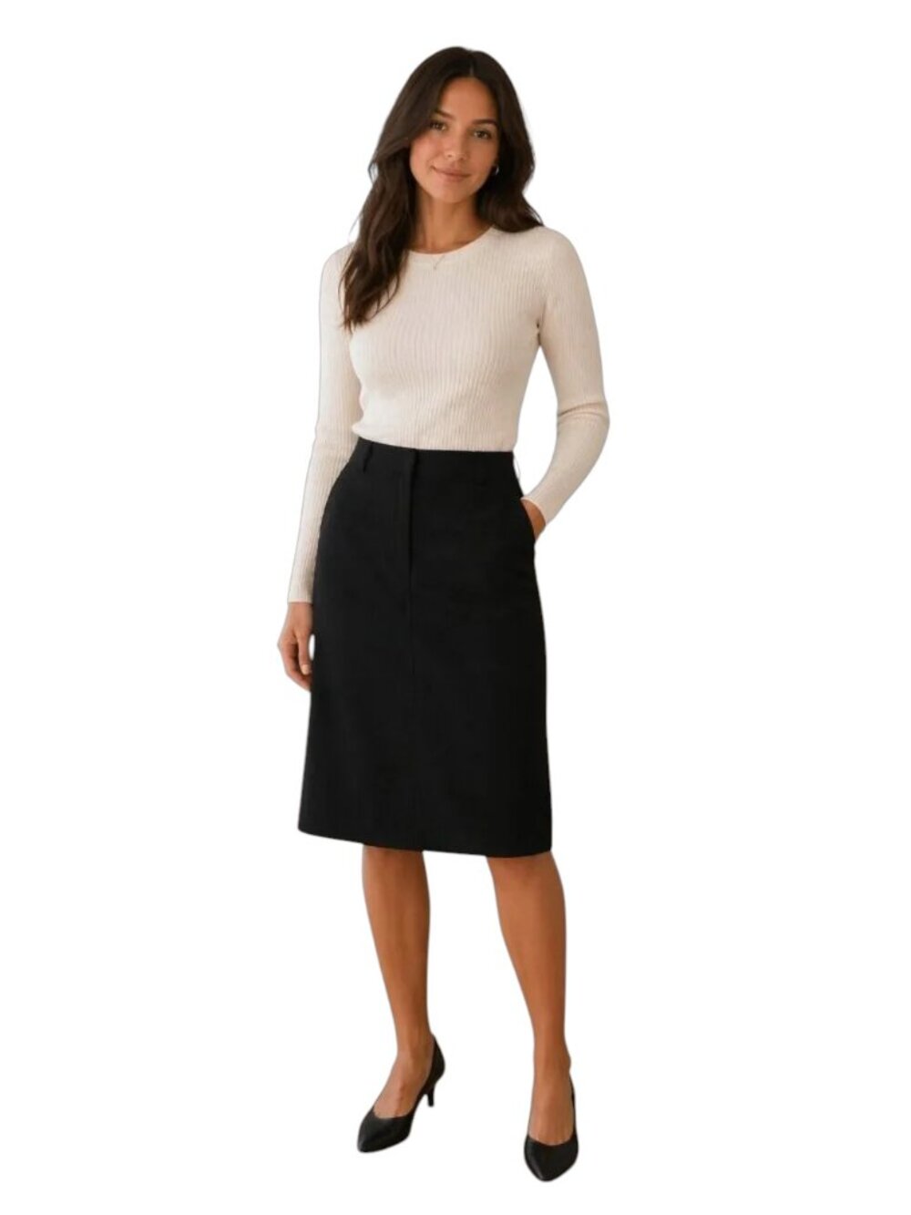 Pendleton 100% Virgin Wool Pencil Knee Length Business Professional Solid Skirt